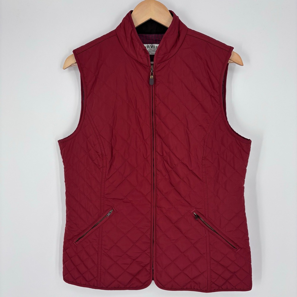 Orvis Thinsulate Quilted Full Zip Puffer Vest Women Medium Red Wine Gilet Layer